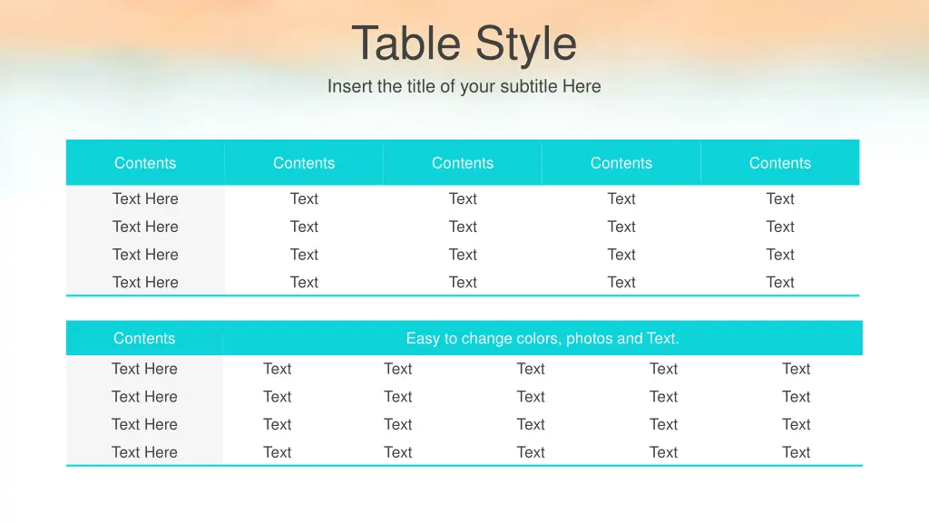 table style insert the title of your subtitle here