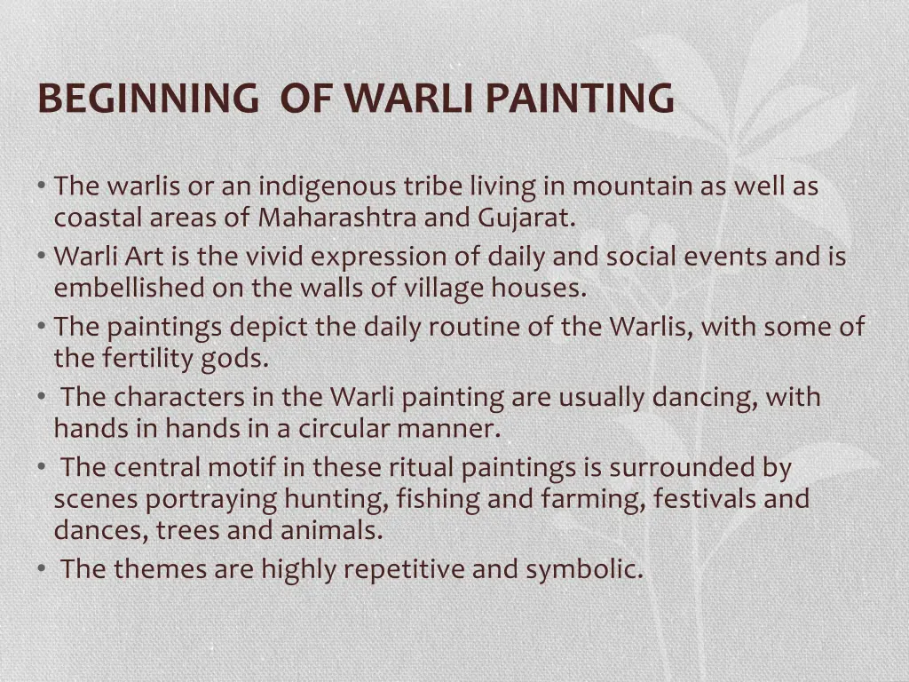 beginning of warli painting