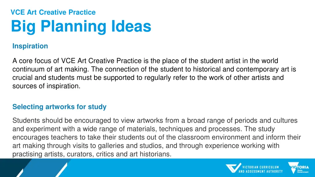 vce art creative practice big planning ideas