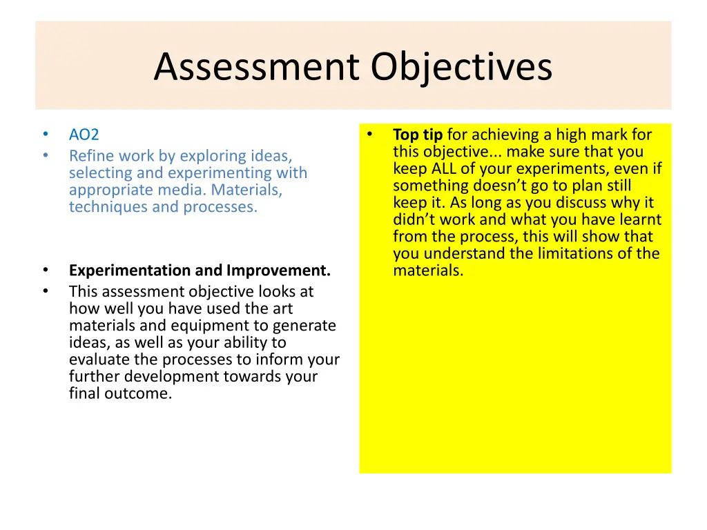 assessment objectives 1