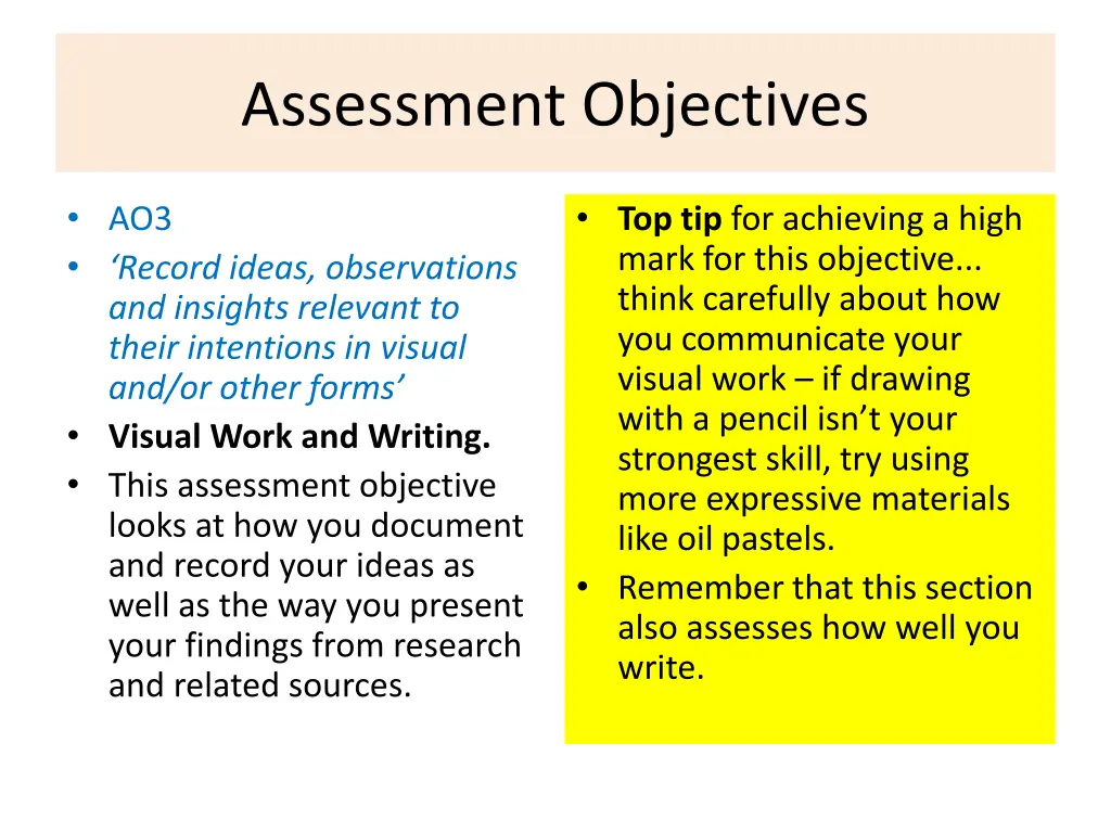 assessment objectives 2