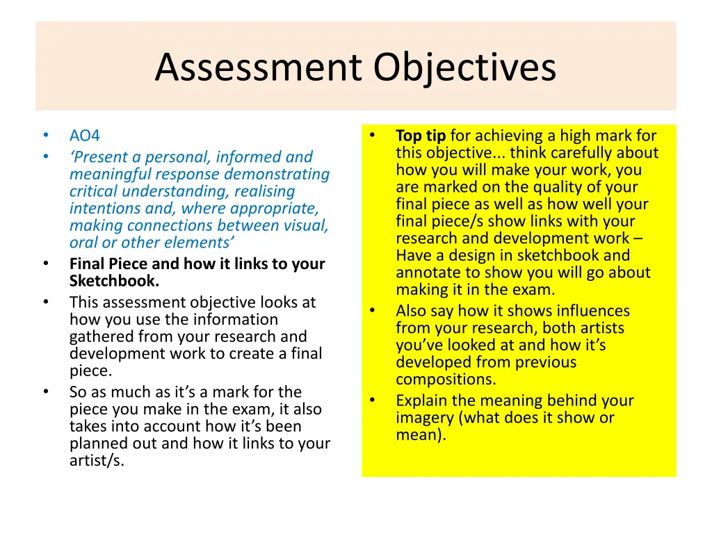 assessment objectives 3