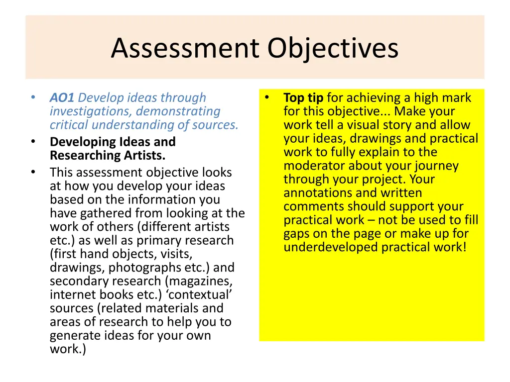 assessment objectives