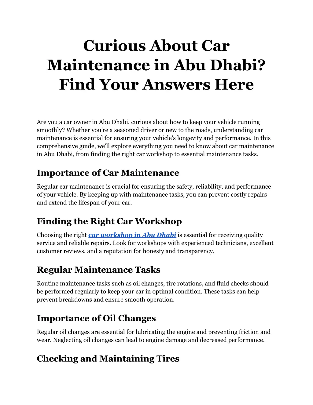 curious about car maintenance in abu dhabi find