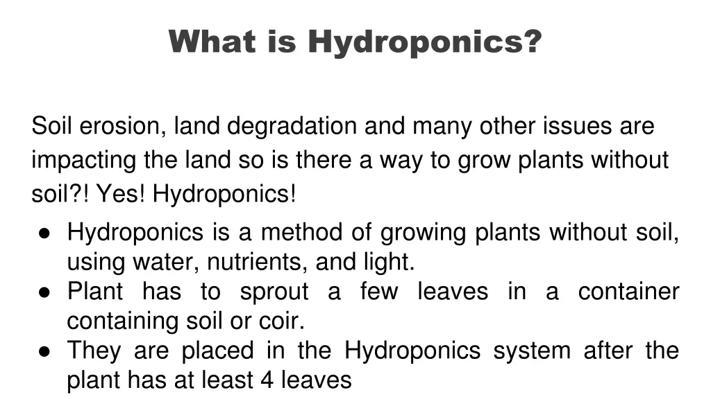 what is hydroponics