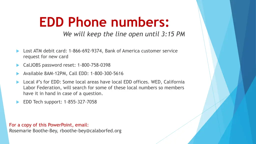 edd phone numbers we will keep the line open