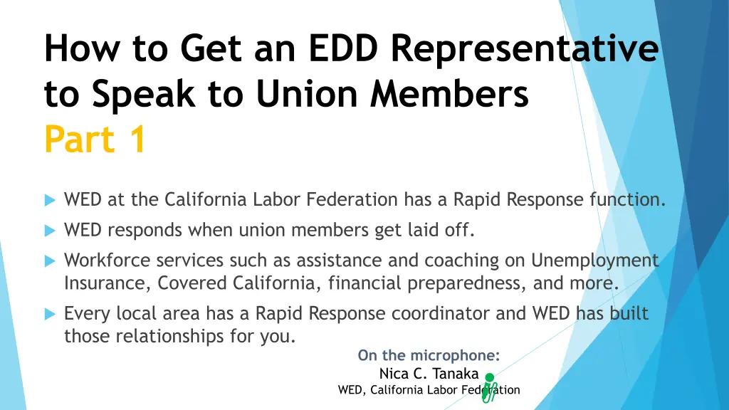 how to get an edd representative to speak