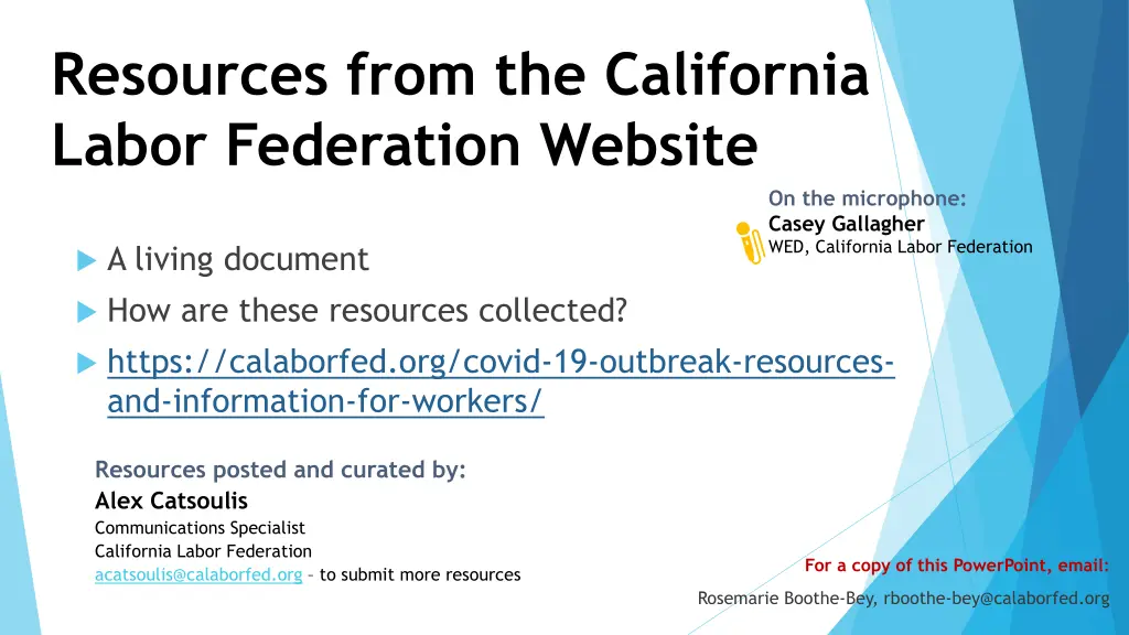 resources from the california labor federation