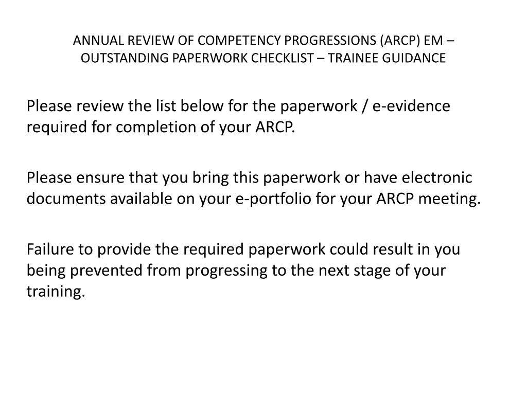 annual review of competency progressions arcp