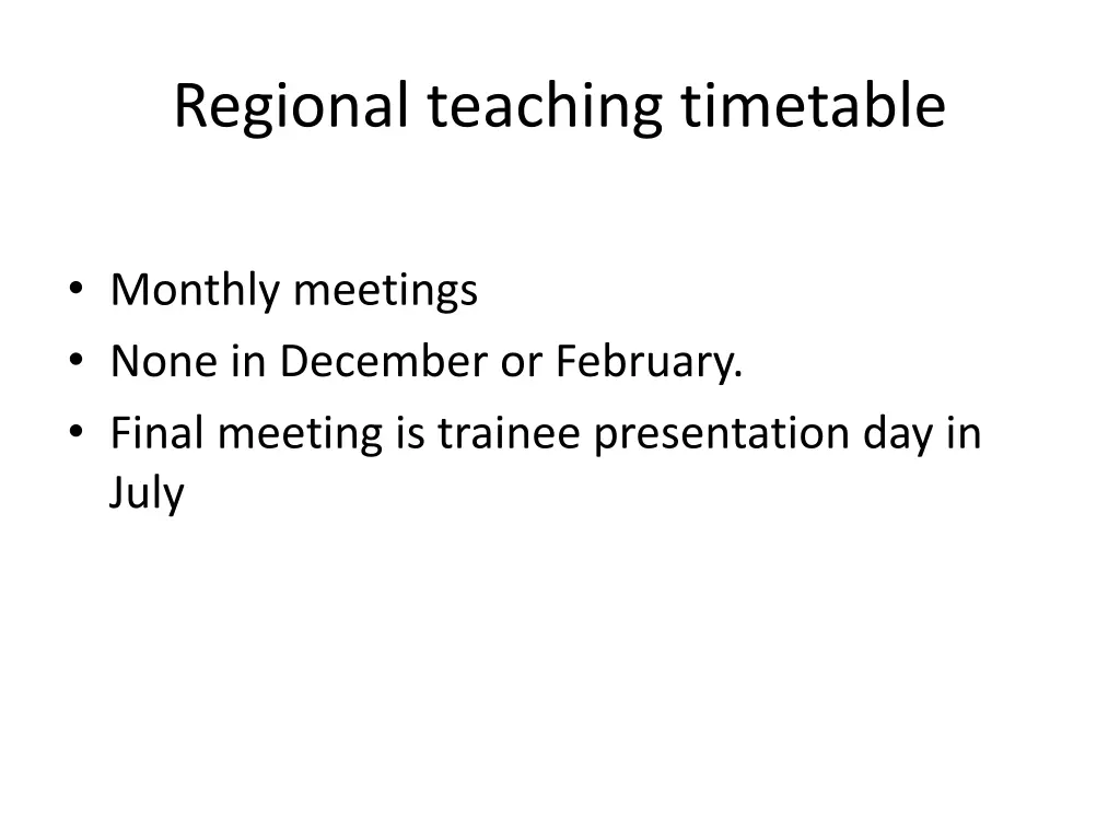 regional teaching timetable