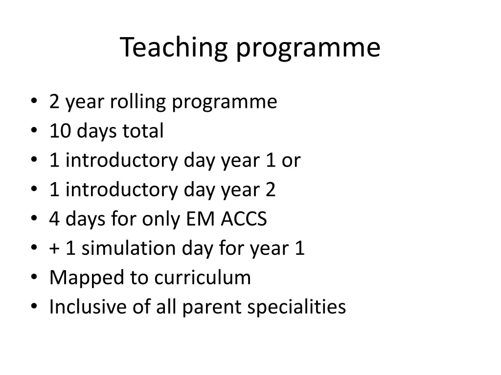 teaching programme