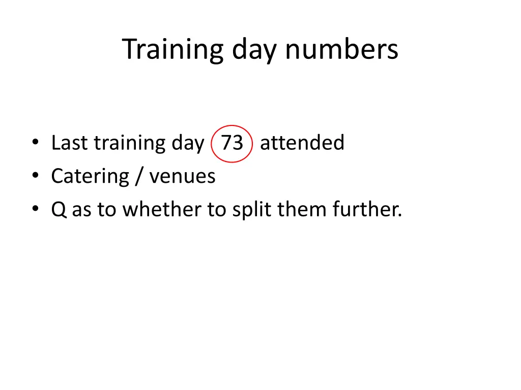 training day numbers 1