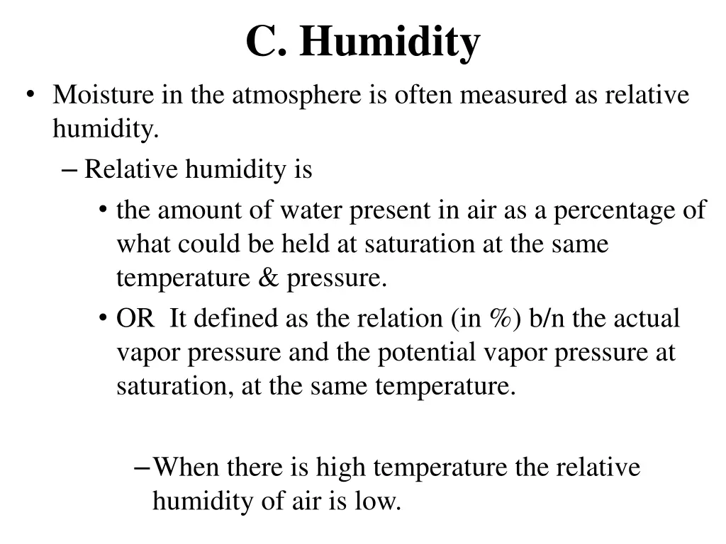 c humidity