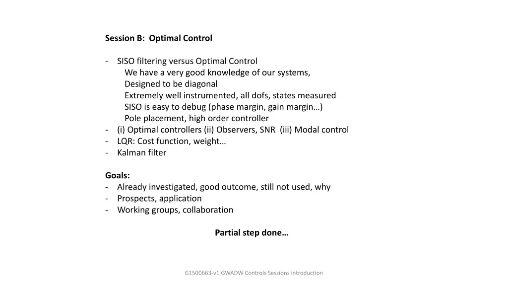 session b optimal control