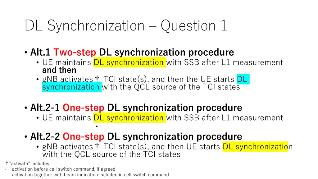 dl synchronization question 1