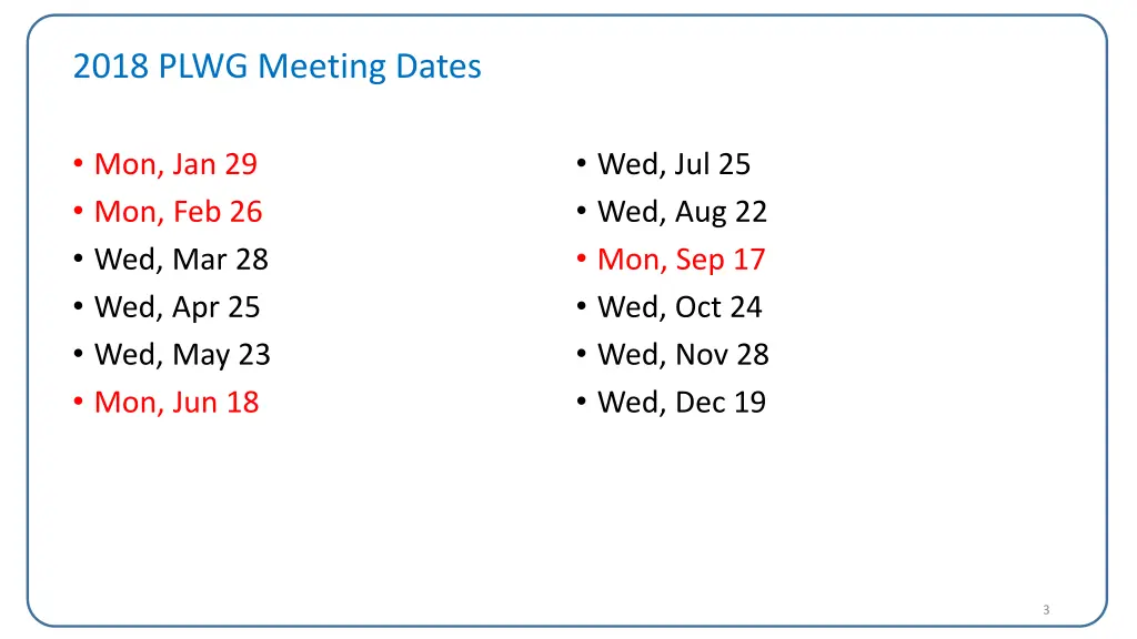 2018 plwg meeting dates