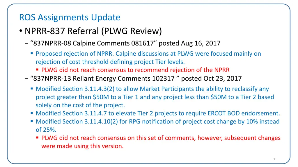 ros assignments update nprr 837 referral plwg 3