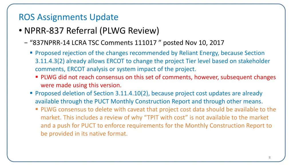 ros assignments update nprr 837 referral plwg 4