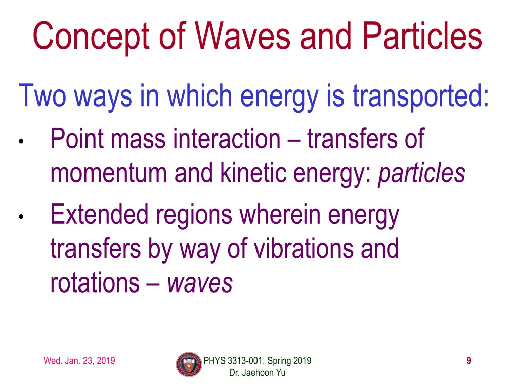 concept of waves and particles