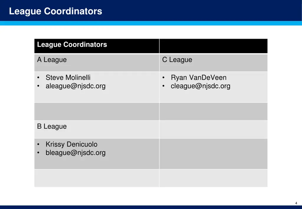 league coordinators