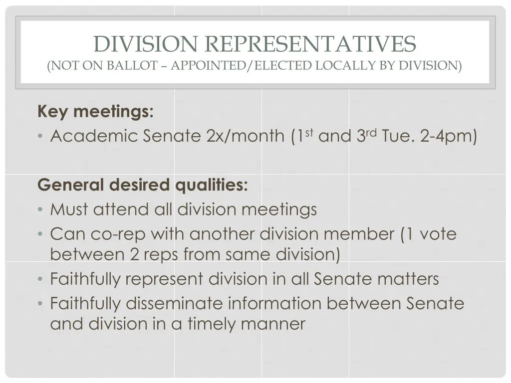 division representatives not on ballot appointed