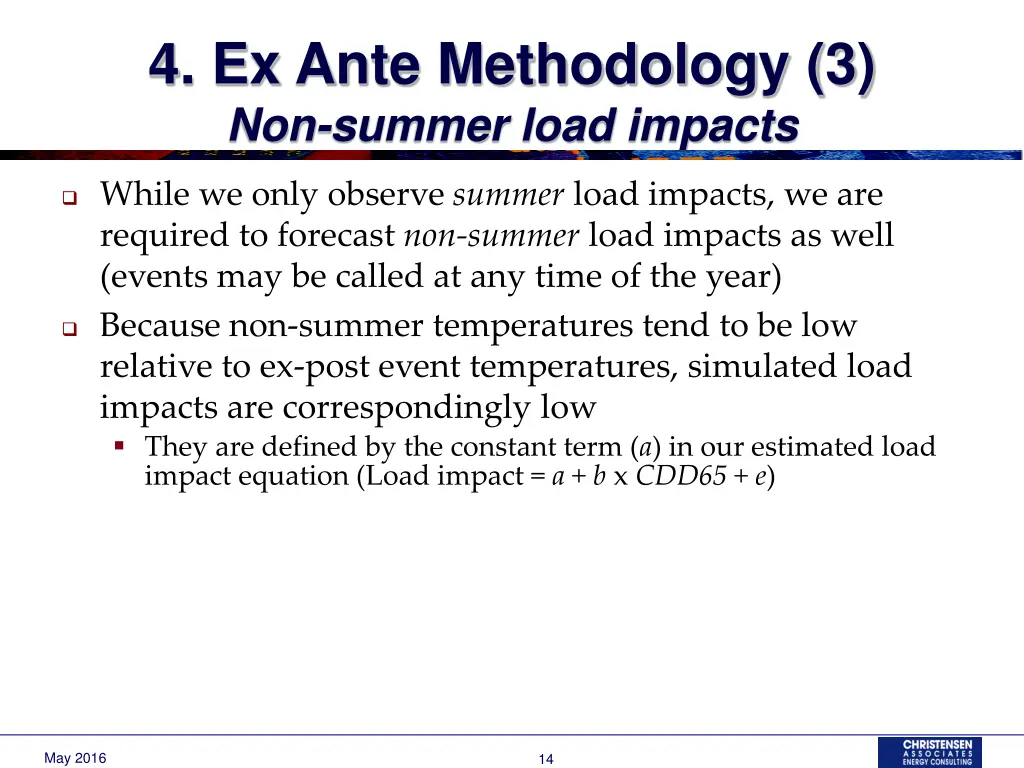 4 ex ante methodology 3 non summer load impacts