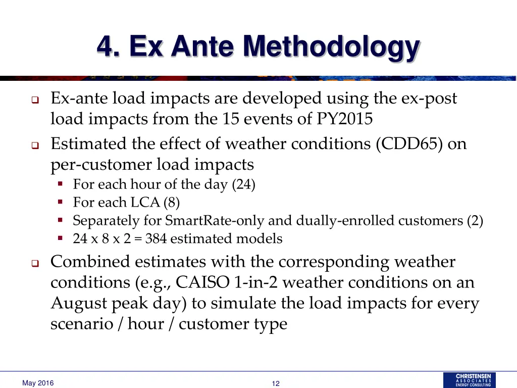 4 ex ante methodology