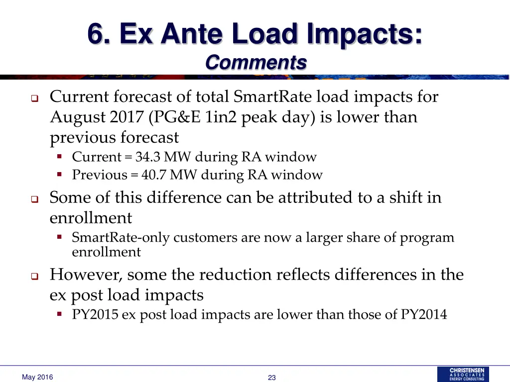 6 ex ante load impacts comments