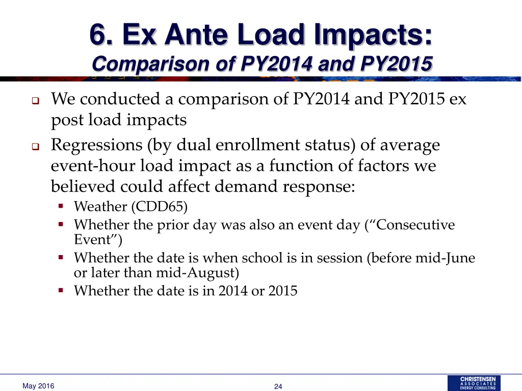 6 ex ante load impacts comparison of py2014