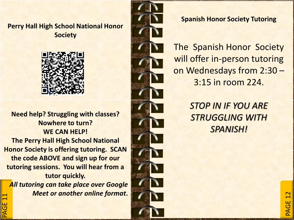 spanish honor society tutoring