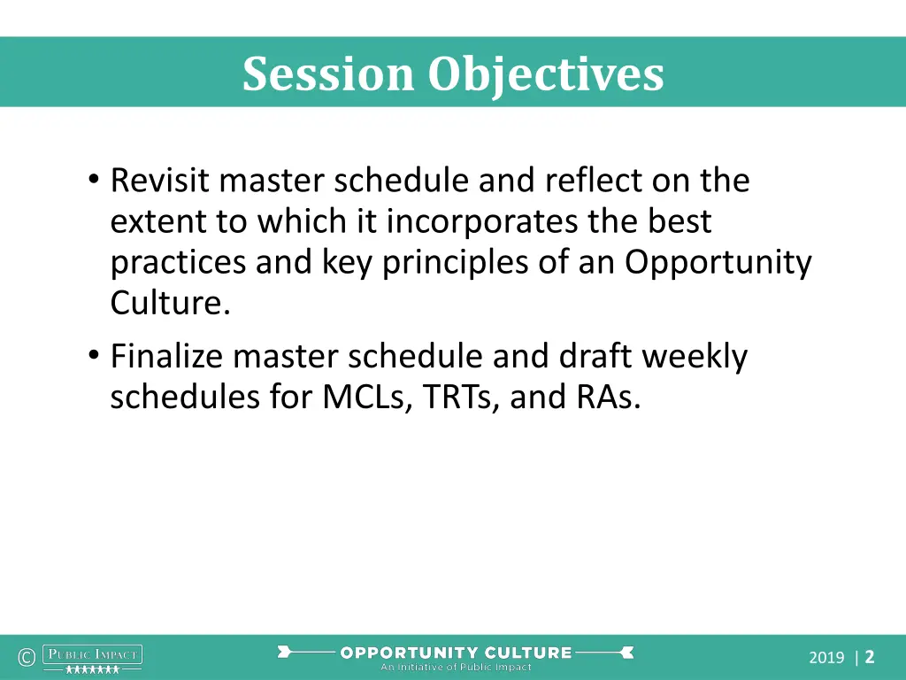 session objectives