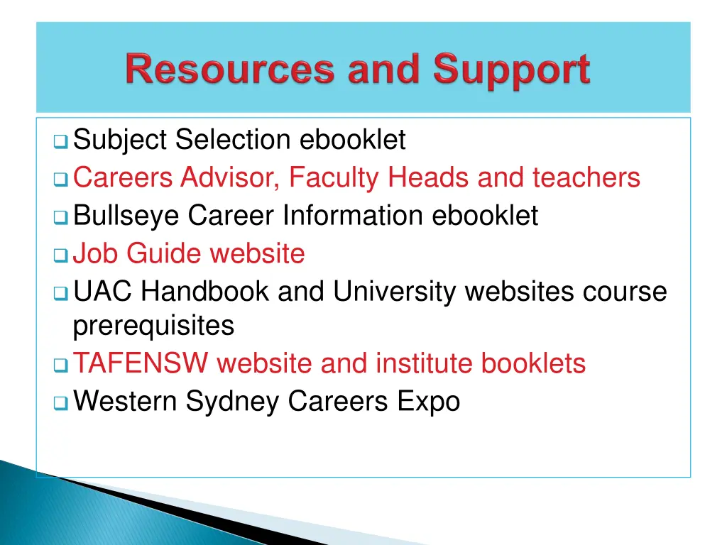 subject selection ebooklet careers advisor