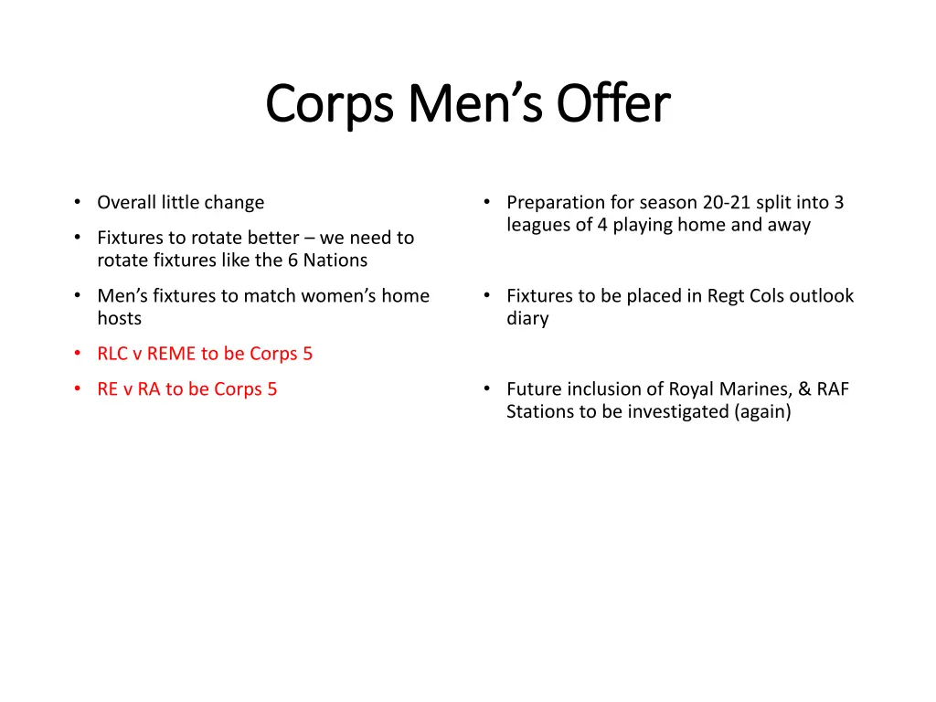 corps men s offer corps men s offer