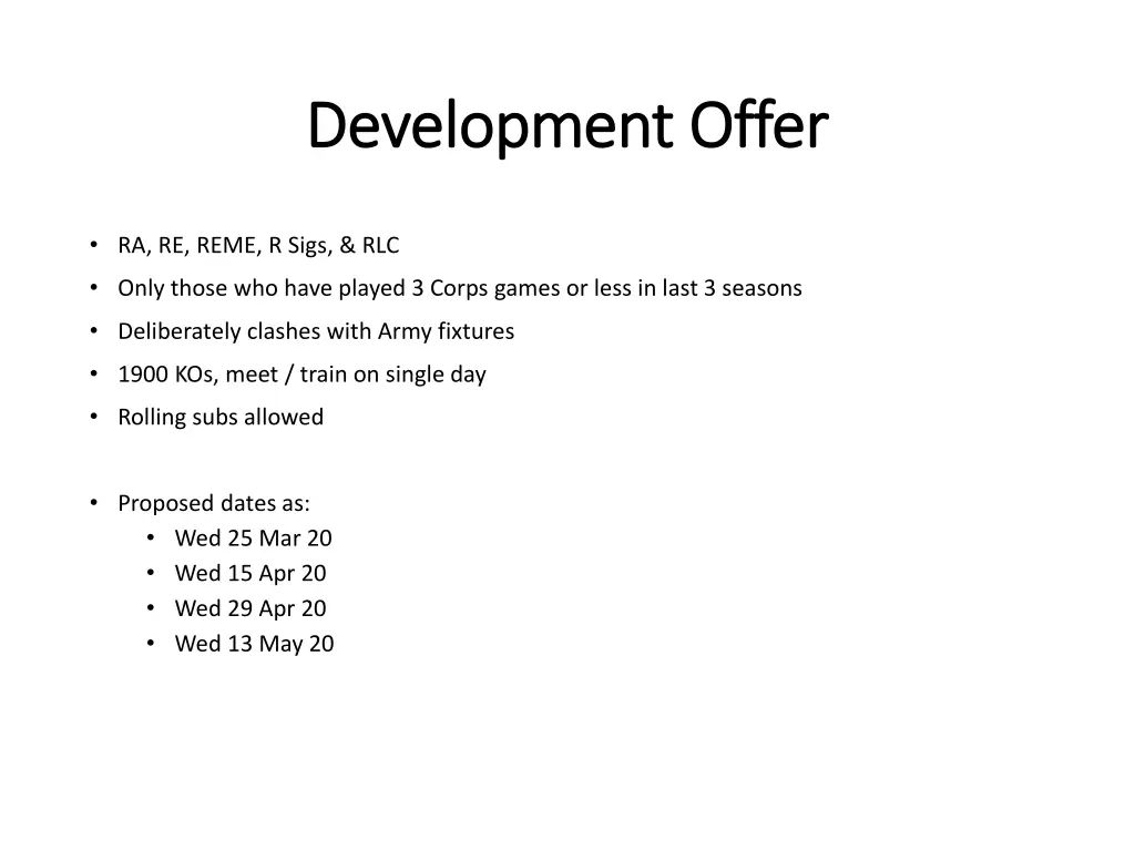 development offer development offer