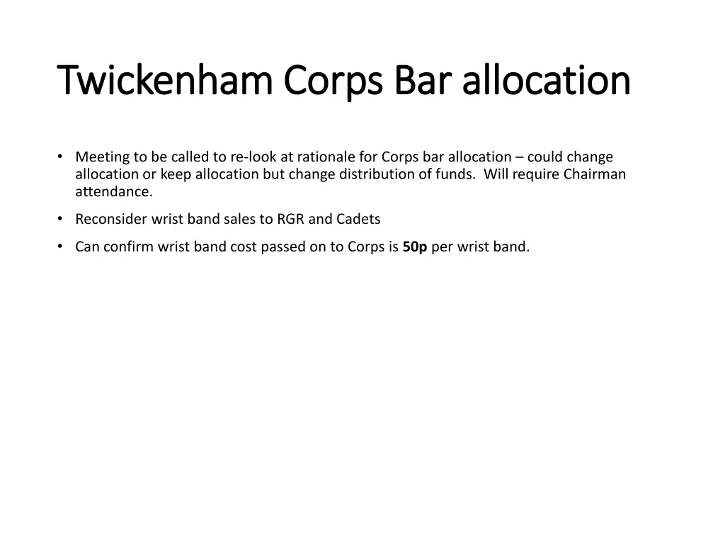 twickenham twickenham corps bar allocation corps