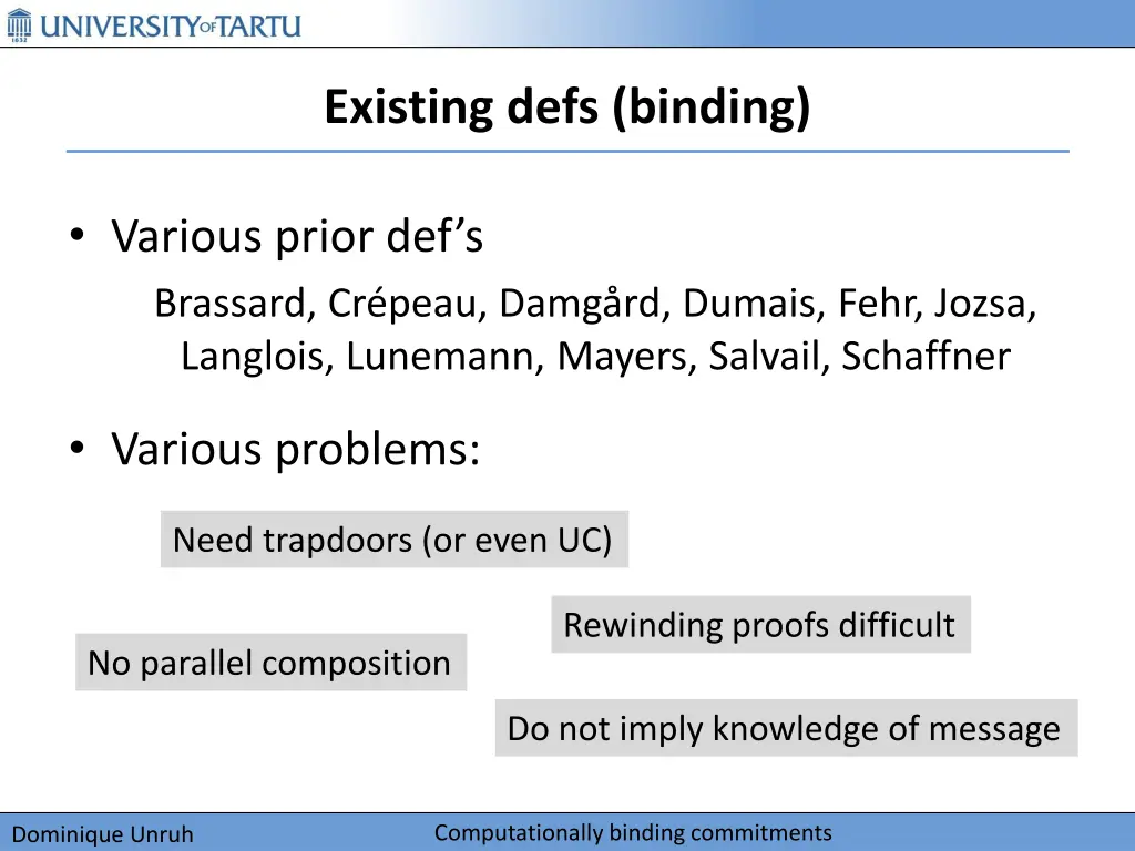 existing defs binding