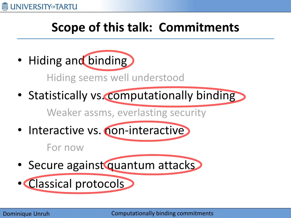 scope of this talk commitments