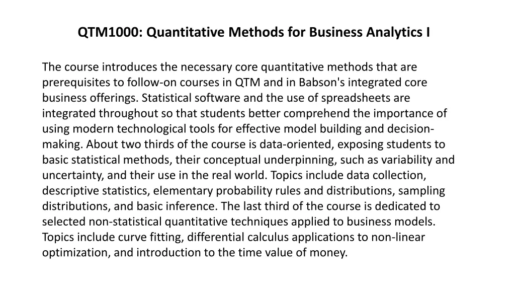 qtm1000 quantitative methods for business