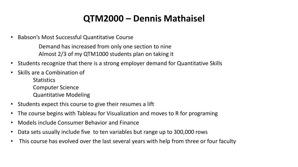 qtm2000 dennis mathaisel