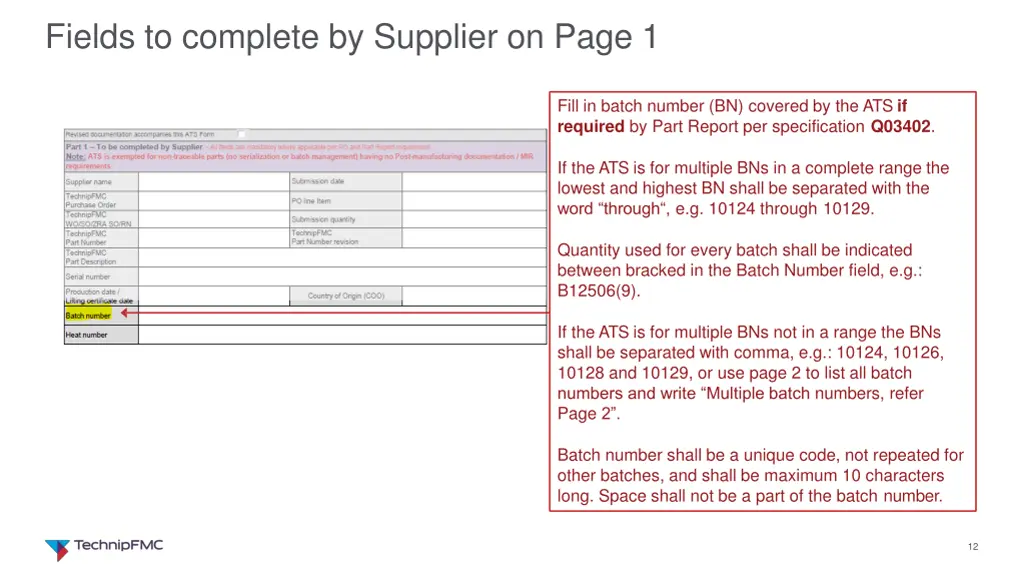 fields to complete by supplier on page 1 6