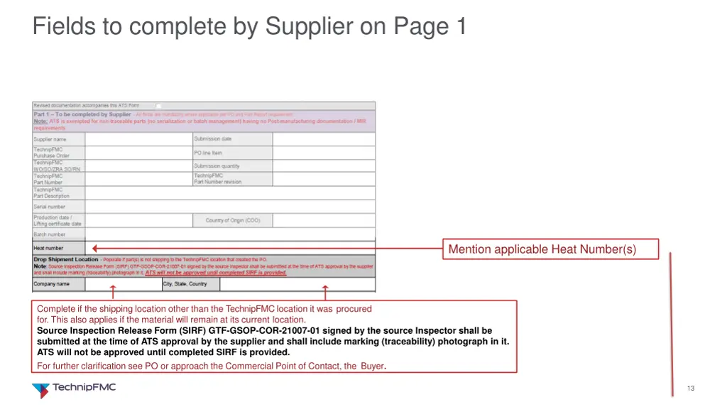 fields to complete by supplier on page 1 7