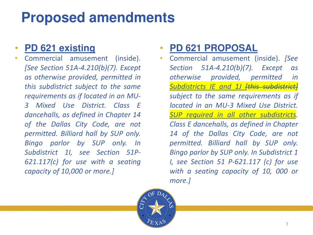 proposed amendments