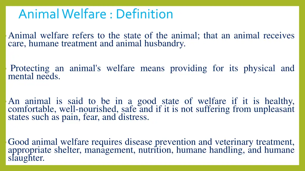 animal welfare definition