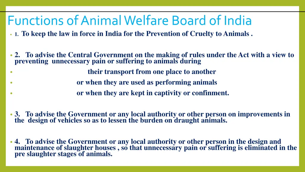 functions of animal welfare board of india