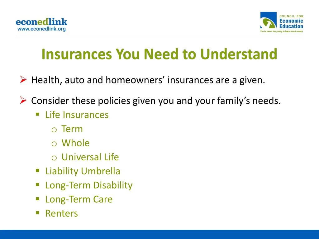 health auto and homeowners insurances are a given