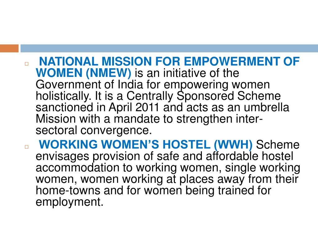 national mission for empowerment of women nmew