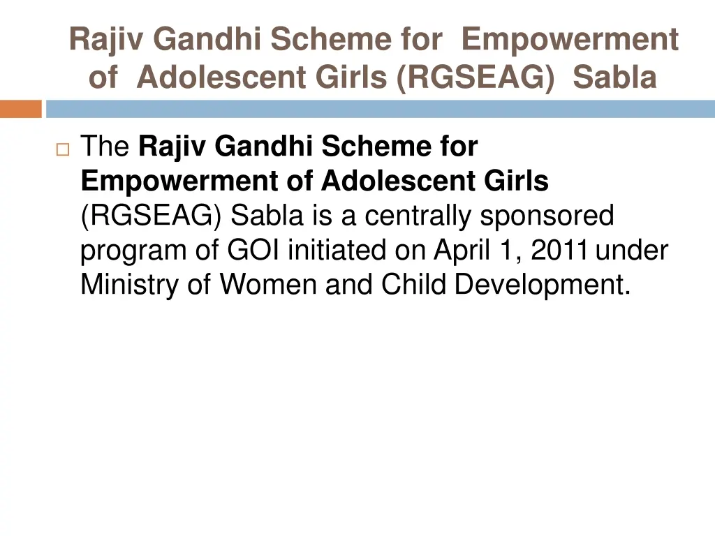 rajiv gandhi scheme for empowerment of adolescent