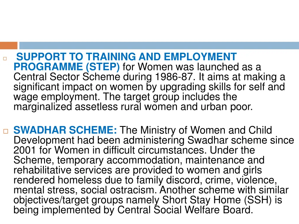 support to training and employment programme step