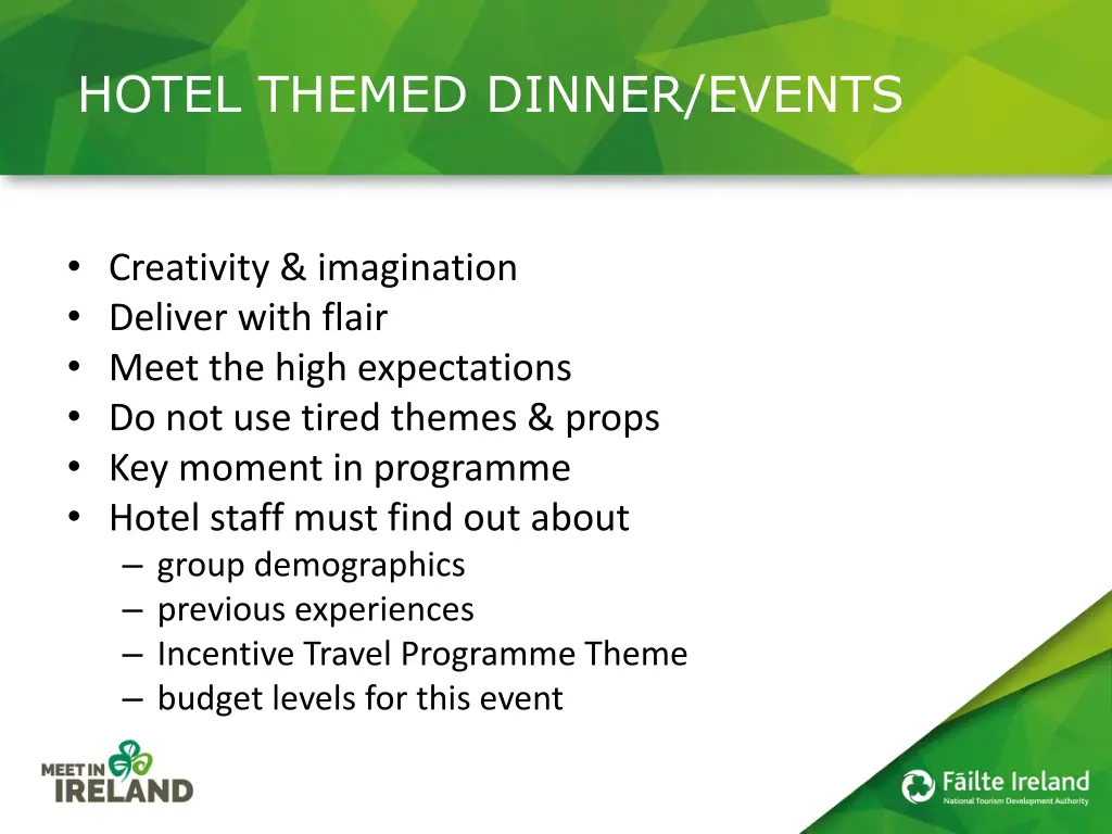 hotel themed dinner events