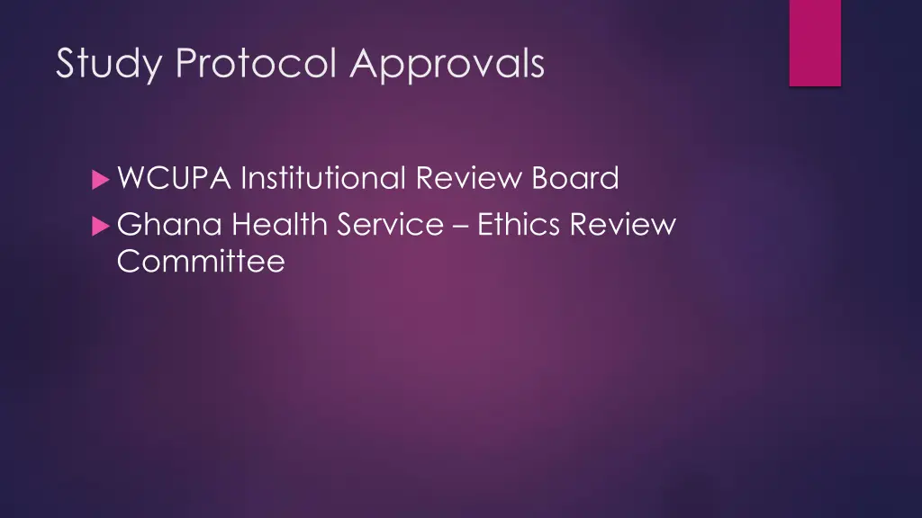 study protocol approvals